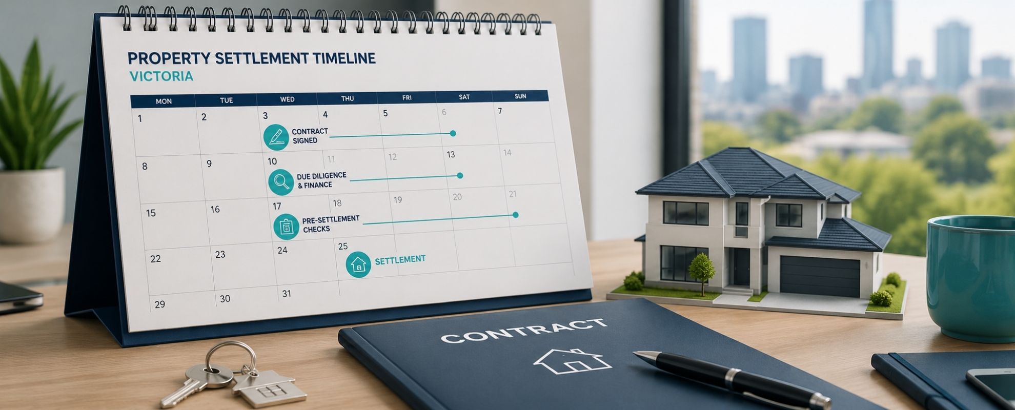 property settlement timeline Victoria 2026 — hero banner for Clarity Financial Solutions Melbourne